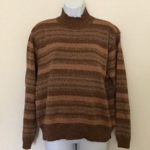 Vintage stripe pattern high neck sweater